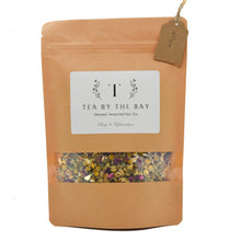 Load image into Gallery viewer, organic sleep and relaxation tea in a pouch passionflower chamomile rose petals peppermint orange peel 
