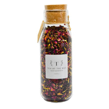 Load image into Gallery viewer, Tea By The Bay's Organic wellness Tea in a glass jar with rose petals, rosehips, hibiscus and licorice

